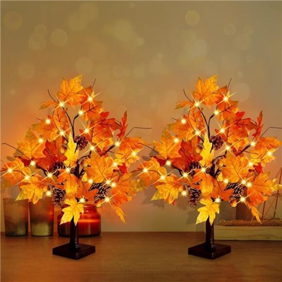 24'' LED Fall Maple Tree - USB/Battery Operated with Timer, Thanksgiving Decor - Picture 7 of 8